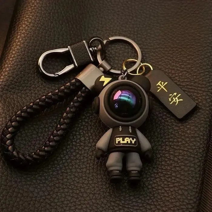 Glowing Astronaut Keychain Set – Cute Spaceman Car Hanging Ornament & Bag Charm, LED Luminous Couple Key Ring for Backpack, Keys & Mirror, Creative Gift for Men Women